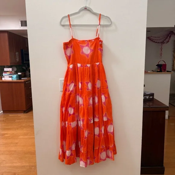 ✨ Oliphant Orange Star Smocked Dress ✨ - Picture 2 of 6